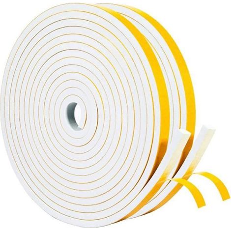 Bande D Etanchéite - Caoutchouc EPDM Blanc - 12 mm x 6 mm x 8 m - Pour Portes Et Fenêtres - 2 Rouleaux (1/4)