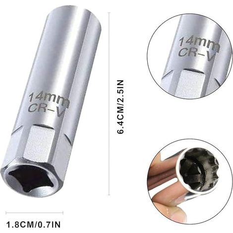 Bougies d'allumage, clés à bougies d'allumage de 14 mm, clés à bougies d'allumage à paroi mince à 12 pans (14 mm), extracteurs de bougies d'allumage magnétiques, de haute qualité, précis, adaptés aux (1/5)