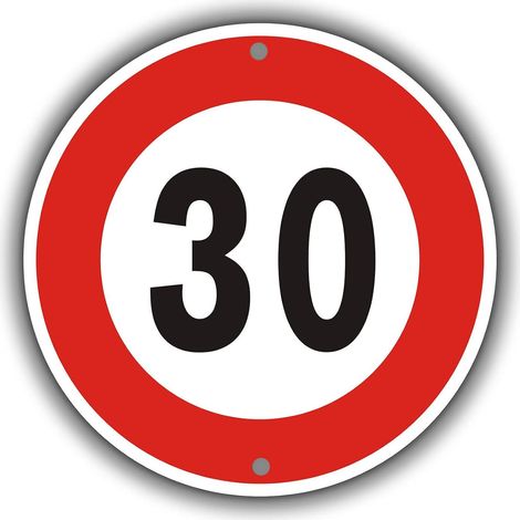 Panneau de signalisation de vitesse maximale de 30 km en aluminium Ø 30 cm pour l'extérieur (1/5)