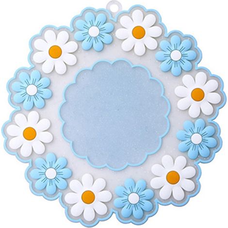 Heat Insulation Cup Mat Waterproof Grease Proofing Silica Gel Blue Daisy Heat Insulation Cup Pad for Kitchen L