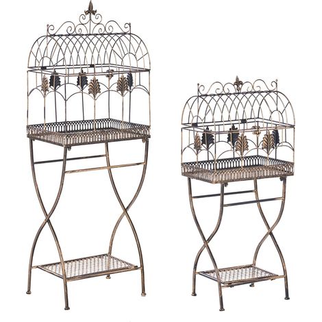 Set di 2 scaffali per piante in metallo da giardino nero Sicilia