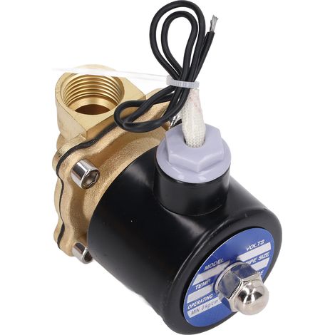 Magnetventil 2W, normalerweise geschlossen, Messing-Kupferkernspule, elektrisches Magnetventil für Wasser, Gas und Öl, 1/2 Zoll, DC 24 V (1/5)