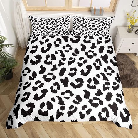 des Gamins Leopard Parure de Lit 140x200cm guépard Animal Housse de Couette Safari Animal Sauvages Noir Blanc Chambre 2 pièces Parure Housse de Couette - 140 x 200 cm (1/5)