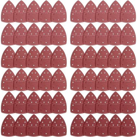 60 Feuilles Abrasives pour Ponceuse,Triangles Papier Poncage Ponceuse Mouse,Papier Abrasif pour Ponceuse à Souris pour Ponceuses Bosch Multi-Sander,11 trous assortis Grain 40/60/80/120/180/240 (1/4)