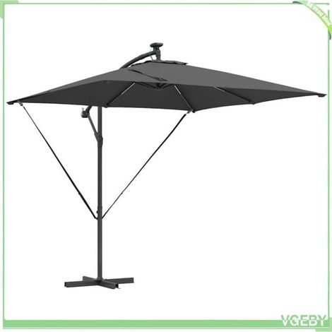 Parasol banane à mât déporté - FAFEICY - Banana - Anthracite - 249x249x250 cm - Inclinable - LED solaire (1/5)