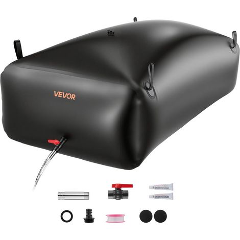 Citerne Souple 1000L Réservoir d'Eau Pliable en PVC 1000D avec Robinet pour Arrosage Jardin Sécheresse Noir (1/5)