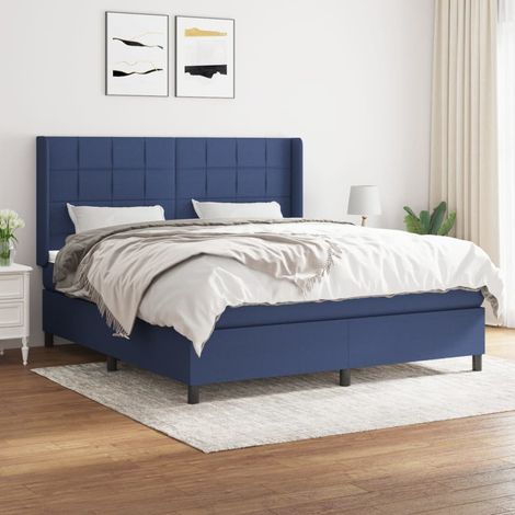 Lit Adulte Sommier et Matelas,Lit à sommier tapissier avec matelas Bleu 180x200 cm Tissu -BVN67581 (1/5)
