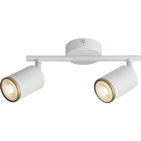 Plafonnier 2 spots orientables Nolie Rabalux blanc doré GU10 métal (1/5)