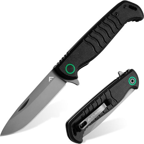 Couteau de Poche Multifonction avec Lame en Acier Inoxydable, Manche Ergonomique en G10, Clip de Ceinture, Couteau Pliant pour Randonnée et Usage Domestique (1/5)
