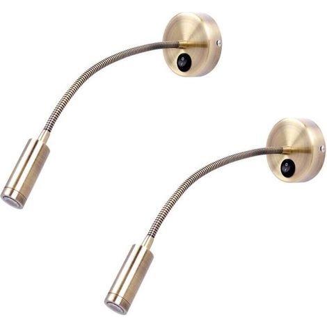 Lampe de lecture murale ACKERMAN, 2 lumières LED col de cygne (28 cm), 3 W, 3000-6000 K, angle 30°, blanc chaud, classe énergétique A (1/4)