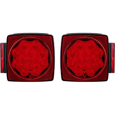 Feu arrière LED 12V submersible carré pour remorque, stop frein bateau marine, kit sous 80 pouces (1/5)