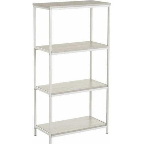 Bibliothèque meuble étagère coloris blanc - Longueur 60 x Profondeur 30 x Hauteur 116 cm (1/3)
