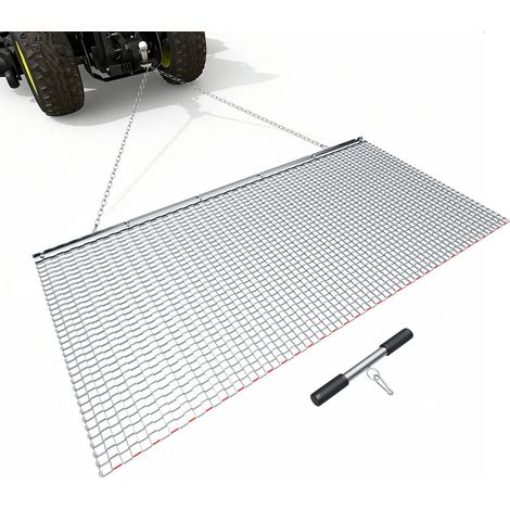 Herse à Chaîne 183x91,4 cm Herse Traînée à Chaîne en Acier Galvanisé pour Nivellement Prairie Ornières des Allées de Gravier et des Champs, Compatible avec Remorquage de Tracteurs, VTT, Quads (1/5)