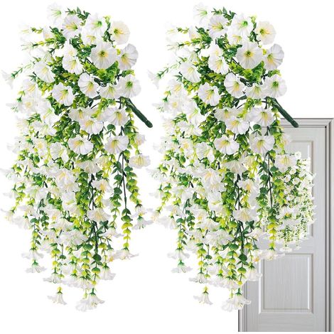 2 Pièces Fleurs Artificielles, Pétunia Suspendu 75cm, Résistant UV, Décoration Jardin Balcon Mariage (1/5)