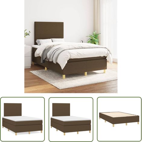 The Living Store Boxspringbett mit Matratze Dunkelbraun 120x200 cm Stoff - Boxspringbett - Doppelbett - Bettenrahmen - Matratze - Schlafsystem (1/5)