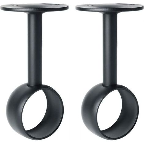 2 pieces curtain rod holders, clothes rod bracket with screws, ceiling mount for curtains and wardrobes, matte black stainless steel, diameter 32 mm, YMYNY