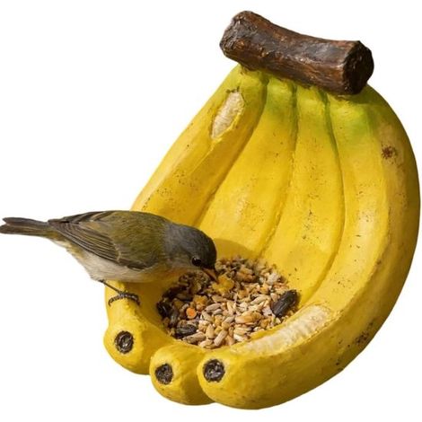 Casetta per uccelli a forma di banana, decorazione da giardino, mangiatoia per uccelli, design divertente, realizzata in resina, 15 x 10 x 10 cm, gialla (1/5)