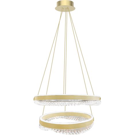 Moderne goldene Pendelleuchte mit zwei Zierringen, Ø 60 cm, Ø 40 cm, neutrale Farbe, LED, 85 W, PRECIOSA Milagro (1/5)