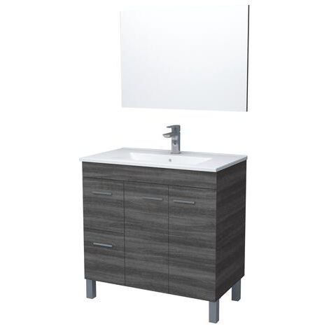 ONDEE - Mueble de baño de la colección AKTIVA- Entregado en kit - Ancho 80cm - Melamina Madera gris