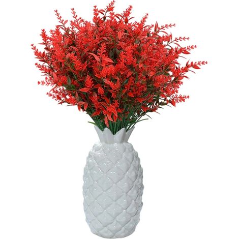 Bouquet De Lavande Artificielle - Résistant Aux UV - Pour Décoration Extérieure Jardin Porche Jardinière - Violet - Lot De 8 (1/5)