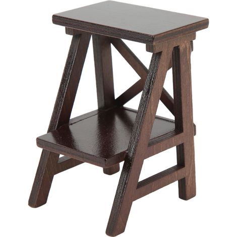Étagère à fleurs miniature 1:12 DIY artisanale pour maison de poupée, support de plantes décoratif marron (1/5)