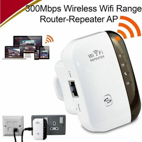 Linghhang – Répéteur Wi-Fi 300 Mbit/s 2,4 GHz – Extendeur réseau avec port Ethernet – WPS – Installation facile – Compatible tous appareils WLAN (1/5)