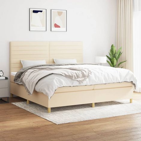 Boxspringbett mit Matratze Creme 200x200 cm Stoff (1/5)