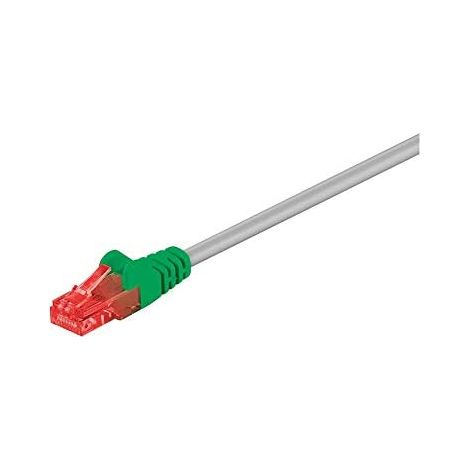 CAT 6 cavo incrociato, U/UTP, grigio, Verde, conduttore di alluminio placcato di rame (CCA). Lunghezza del Cavo 2 m (1/2)