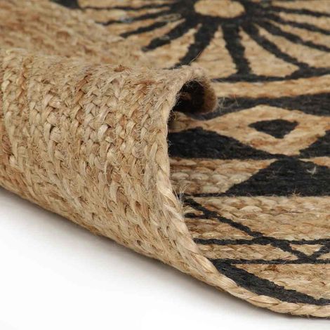 Maison Exclusive - Teppich Handgefertigt Jute Schwarzer Druck 120 (1/5)