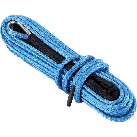 Câble de treuil de 15 m, 3 493 kg (7 700 lb), en nylon, pour remorque, SUV, VTT, UTV, coffre, bleu (1/5)