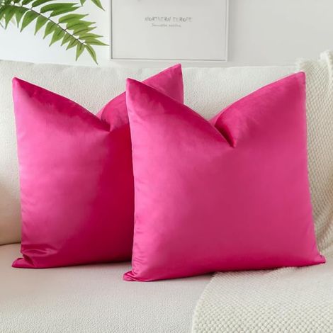 Housses de Coussins en Coussins Canapé Taie d'oreiller Canapé Maison Salon Chambre Canapé 40x40cm (Rose Vif) (1/4)