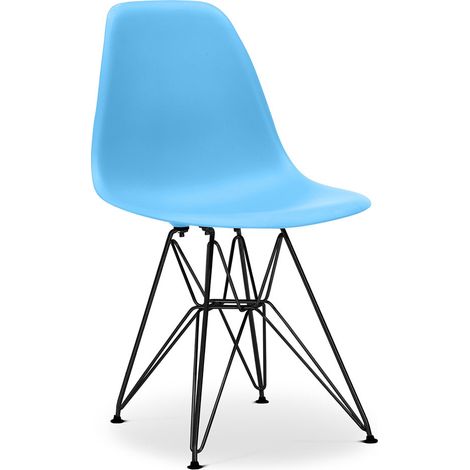 Sedia da Pranzo Derwick Stile Scandinavo Design Premium Opaca - Gambe nere Blu (1/5)