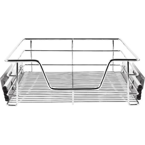 2X Tiroirs Téléscopique de Cuisine, Panier Treillis Métallique pour Placard, Lot de 2 Panier de Rangement, Panier de Rangement Coulissant (56 cm) (1/5)