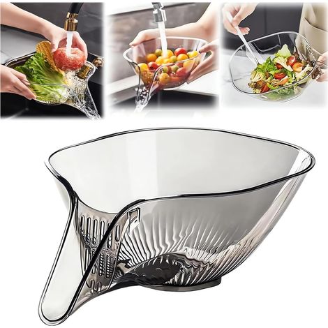 Panier égouttoir multifonctionnel, récupérateur d'eau et de nourriture pour évier de cuisine 2024 (1 pièce, gris)