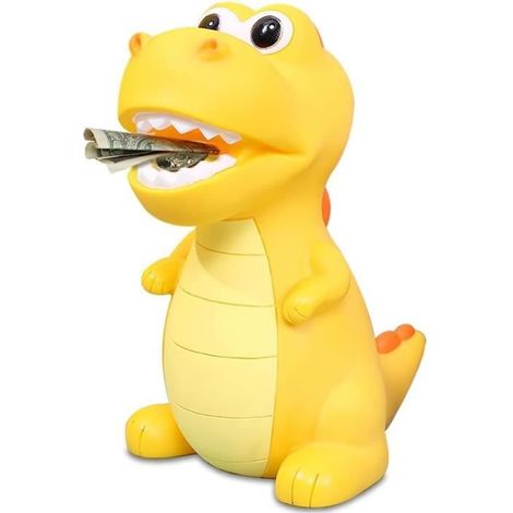Tirelire Dinosaure - PVC - Jaune - 14x17x21,5 cm - Enfant