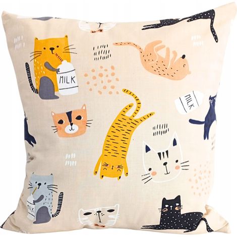 FEDERA PER CUSCINO 40x40 CM PER BAMBINI, DECORATIVA JAWKA, 100% COTONE, GATTI