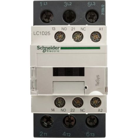 TESYS D – 3-POLIGER SCHÜTZ, AC3 – 25A, MOTORKONTAKTE. NO+ NC, SPULE 48 VAC 50/60 Hz, SCHRAUBANSCHLÜSSE
