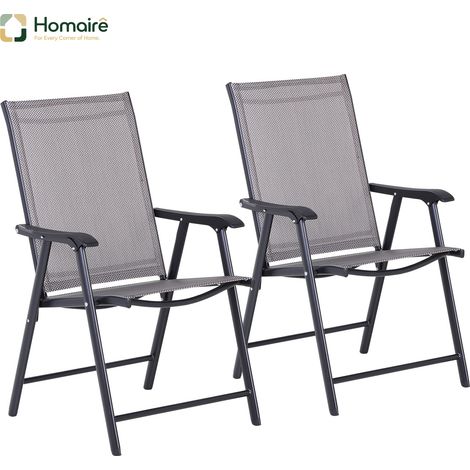 HOMAIRE Set de 2 chaises de camping pliantes avec accoudoirs en métal gris
