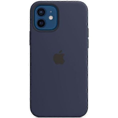 Coque pour iPhone 12/12 Pro avec MagSafe - Coque en silicone à l'échelle 1:1, à induction, fine et résistante aux chocs - Bleu foncé