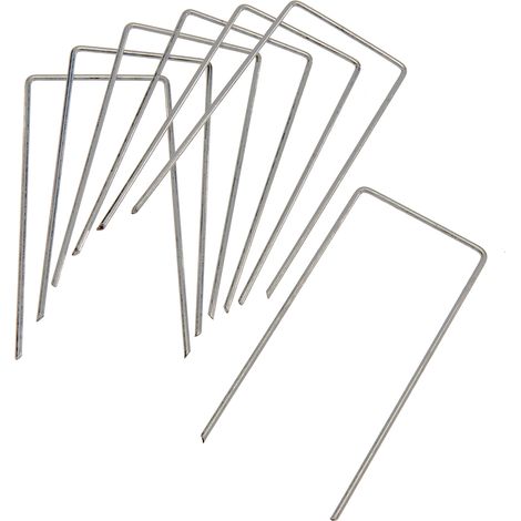 100 Erdanker Metall verzinkt u-förmig 200mmx70mm Ø3mm für Vlies und Gitter (1/4)