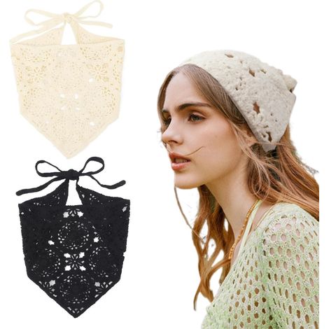 Bandana - Haarsjaal - Triangular - Algodón-Poliéster - Ajustable - Para Mujer y Niña - Set de 2 (1/5)