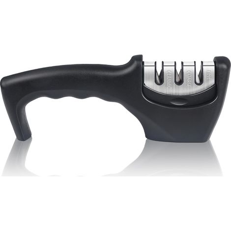 Kazigak Affilacoltelli, affilacoltelli, affilacoltelli manuale a 3 livelli per lucidare, affilare e riparare coltelli da cucina, accessori per coltelli da cucina (1/5)