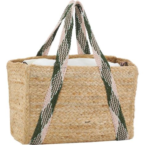 Sac en jute rectangulaire et poche en coton kaki (1/5)