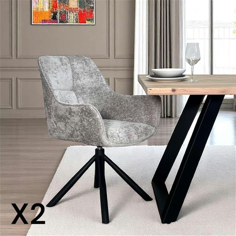 Fauteuil de table pivotant tissu gris (lot de 2) IENA (1/5)