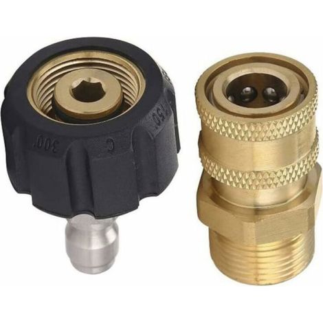 Kit Adaptateurs Nettoyeur Haute Pression - M22-14 Pivotant - 1 4 Pouces Male - Acier Inoxydable Laiton - 2 Pièces (1/4)
