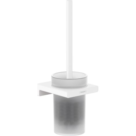 Hansgrohe AddStoris - Escobilla de WC de pared, cristal mate/blanco mat 41752700 (1/3)