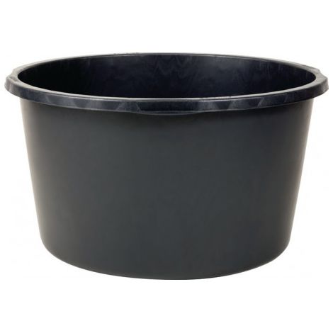 Perel – Benne à mortier 65 l renforcée – Plastique noir – 4 poignées – Graduation en L pour chantiers humides