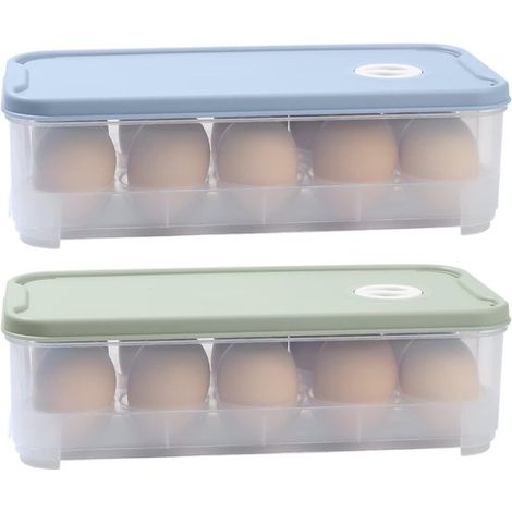 2 cartoni per uova in plastica, scatola per la conservazione delle uova, contenitore per uova, cucina, frigorifero, con coperchio per 10 uova (1/5)