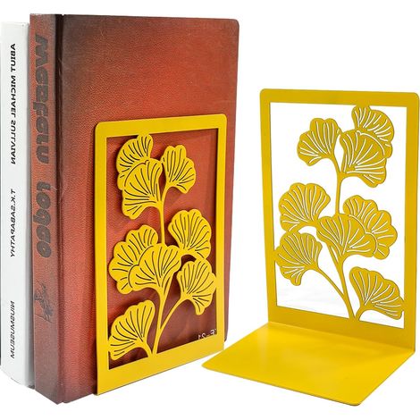 Serre-livres en métal, porte-livres, pour bureau, maison et école (doré)