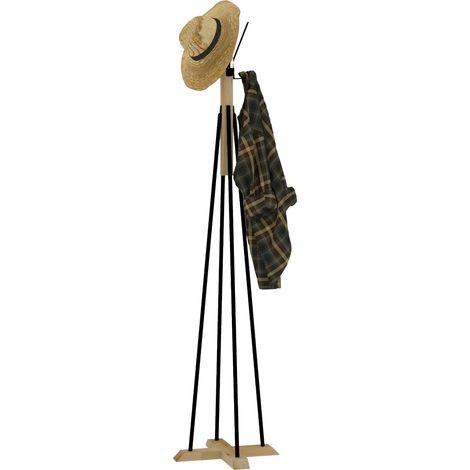 Appendiabiti Caravate, 4 Ganci, Installazione a Terra, Colore Struttura Marrone, 160h cm Nero